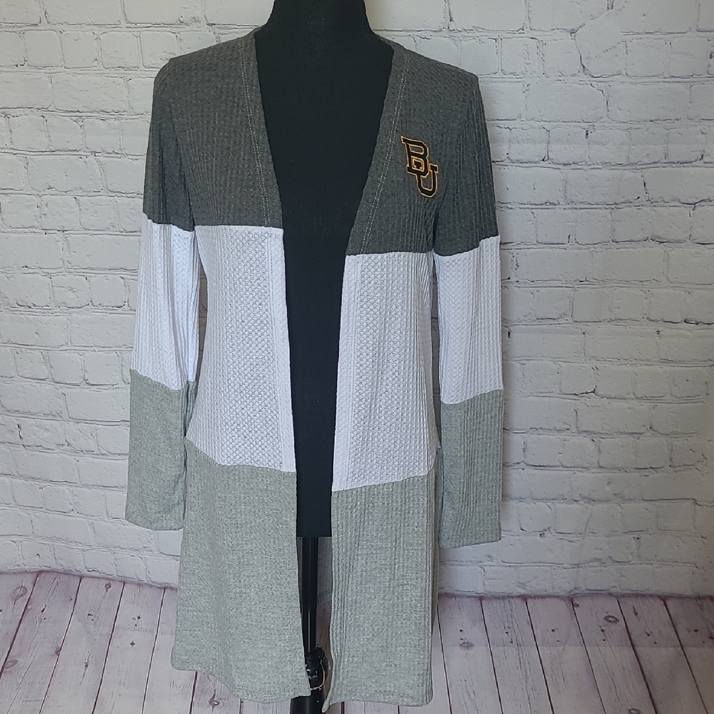 New Small Gameday Couture BU Baylor Long Color Block Lightweight Cardigan